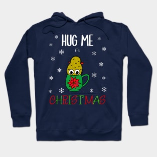 Hug Me It's Christmas - Small Christmas Cactus In Poinsettia Mug Hoodie